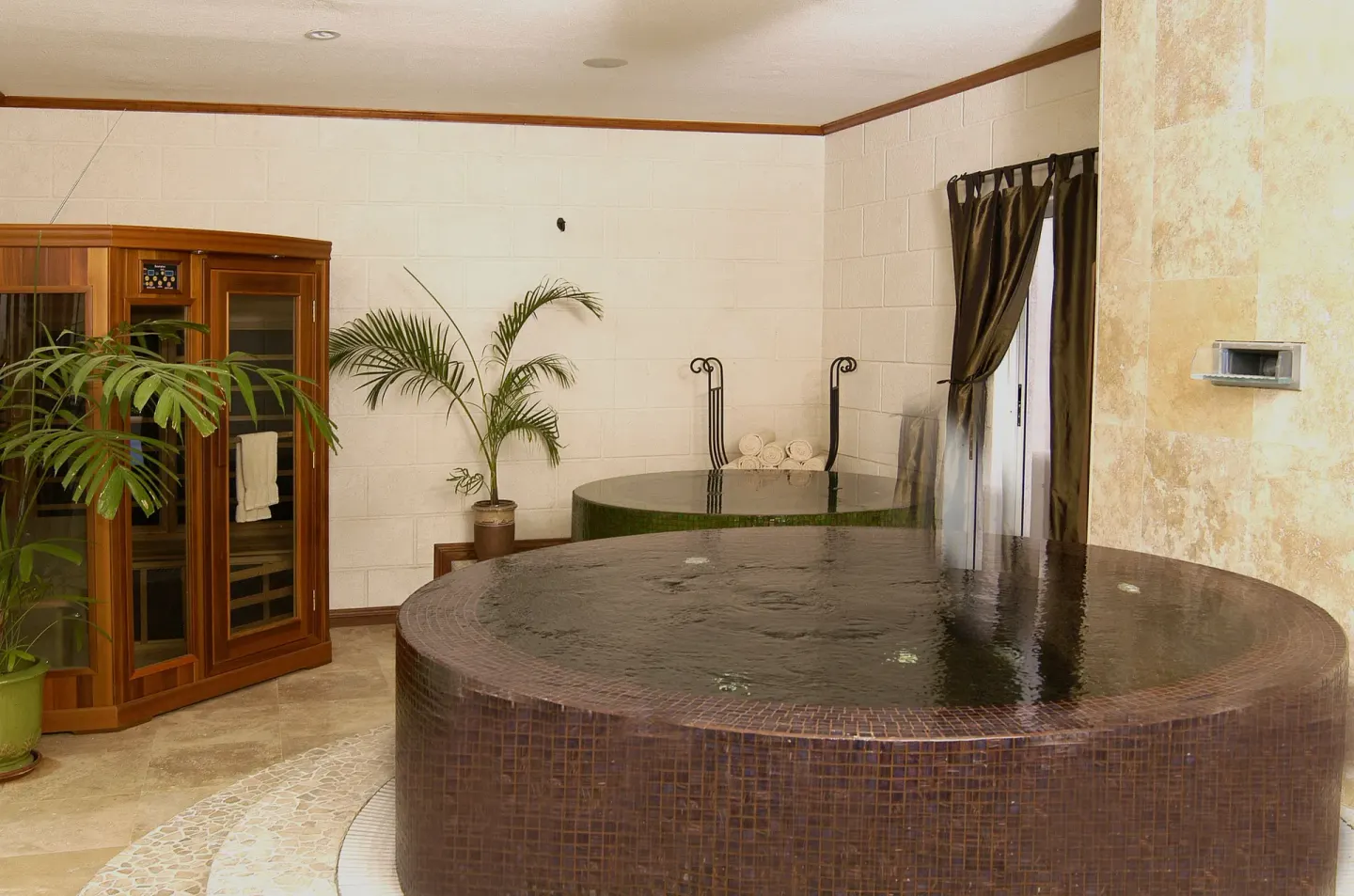 Spa hydrotherapy tubs and sauna area at Accra Beach Hotel & Spa.