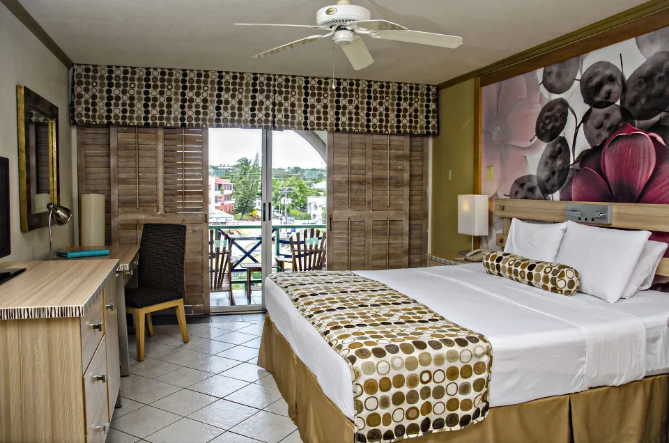 Island View room with king bed and balcony at Accra Beach Hotel & Spa.