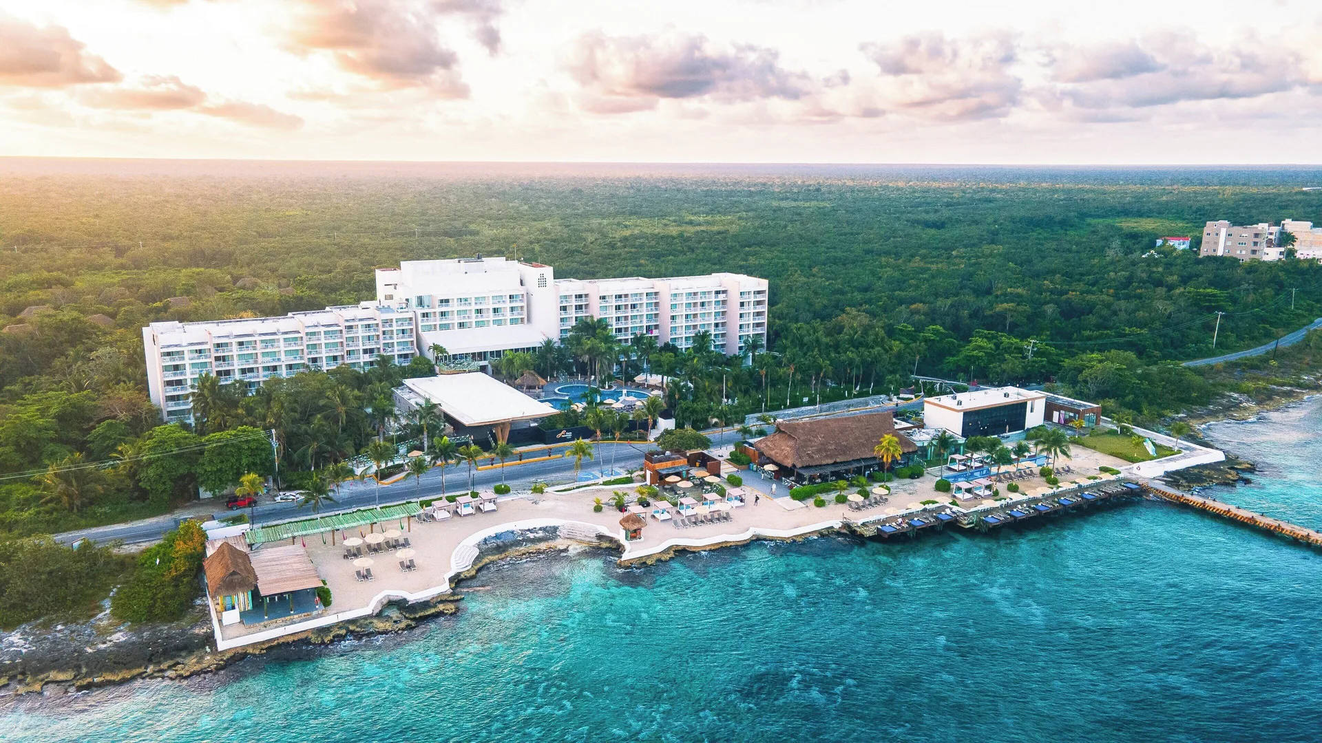 Fiesta Americana Cozumel all-inclusive resort with oceanfront pools, dive center, and tropical setting on Cozumel Island.