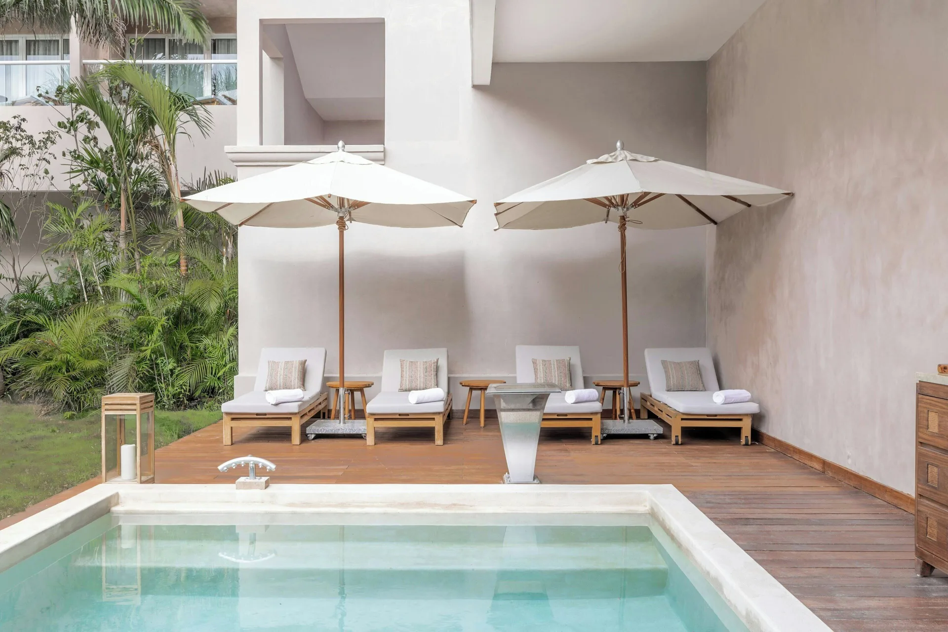 Private plunge pool terrace with loungers at Almare, a Luxury Collection Resort, Isla Mujeres.