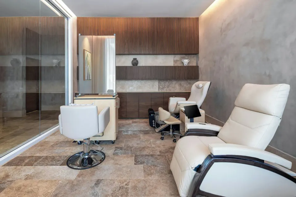 Spa pedicure chairs and salon station at Almare, a Luxury Collection Resort, Isla Mujeres.