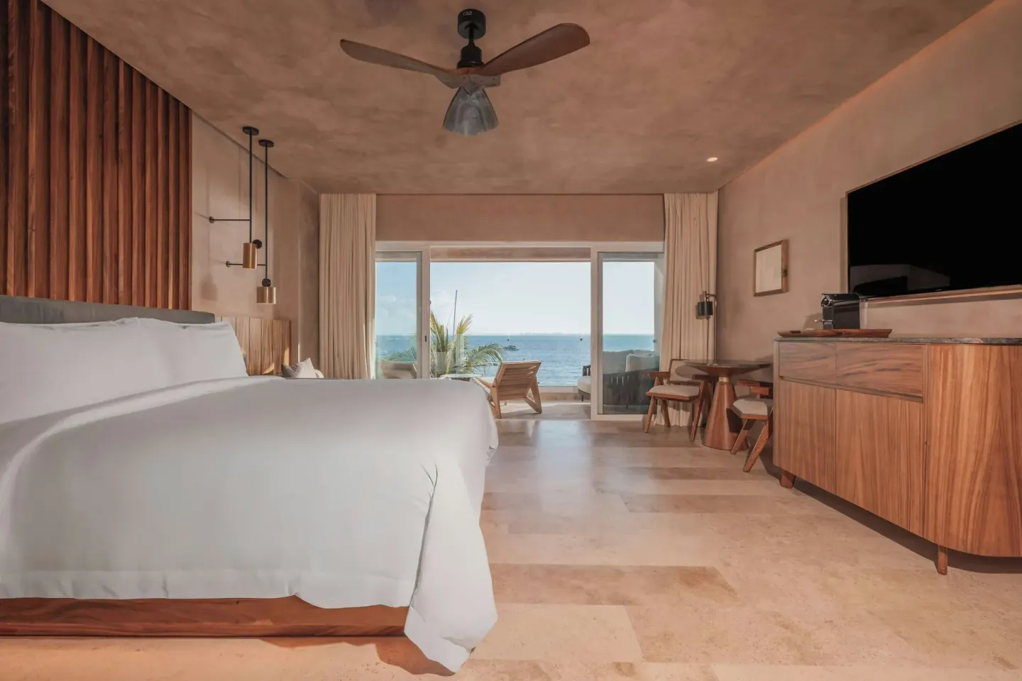 Oceanfront Junior Suite with king bed and balcony at Almare, a Luxury Collection Resort, Isla Mujeres.