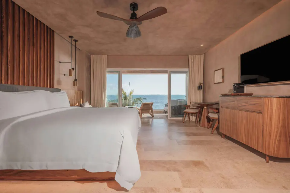 Oceanfront Junior Suite with king bed and balcony at Almare, a Luxury Collection Resort, Isla Mujeres.