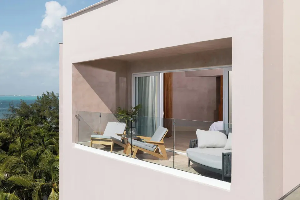 Balcony of the oceanfront Presidential Suite at Almare, a Luxury Collection Resort, Isla Mujeres.