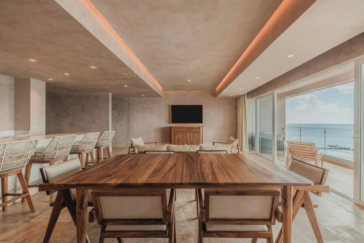 Oceanfront Presidential Suite dining and living area at Almare, a Luxury Collection Resort, Isla Mujeres.