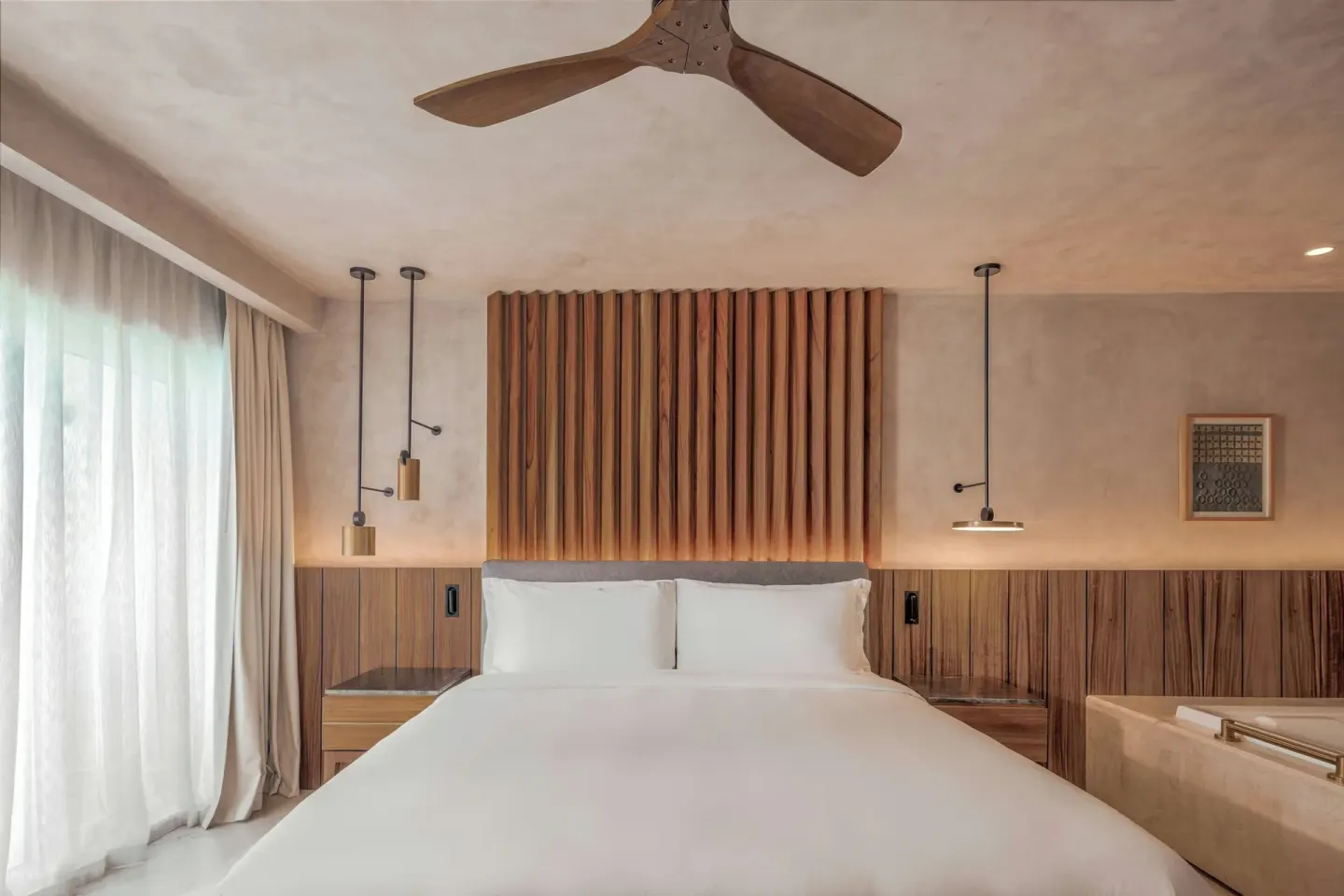Standard Room Balcony king bed at Almare, a Luxury Collection Resort, Isla Mujeres with wood headboard