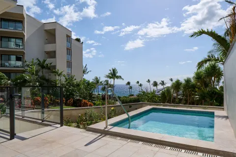 Small outdoor plunge pool with ocean view at Andaz Maui at Wailea Resort.