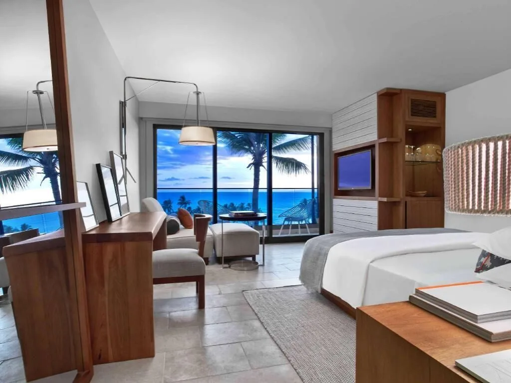 Ocean view accessible room with king bed, desk, and balcony at Andaz Maui at Wailea Resort.