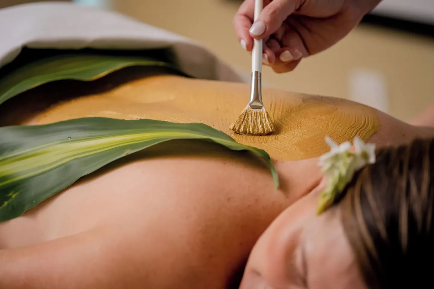 Body treatment with leaves and a brush at Andaz Peninsula Papagayo Resort, Costa Rica.