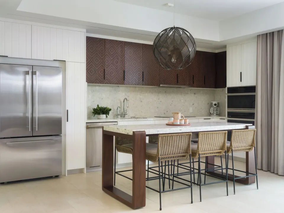 Penthouse kitchen with island seating at Andaz Peninsula Papagayo Resort, Costa Rica.
