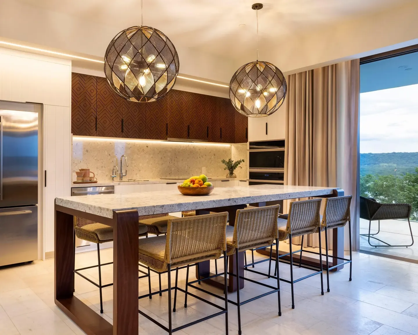 Penthouse kitchen with island seating at Andaz Peninsula Papagayo Resort, Costa Rica.