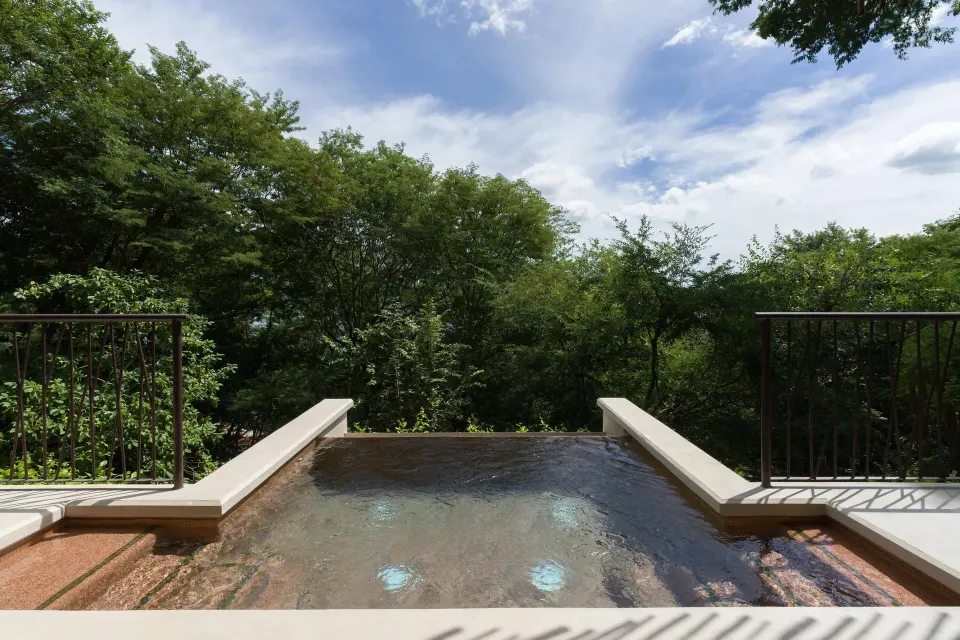Plunge pool bordered by trees at Andaz Peninsula Papagayo Resort, Costa Rica.