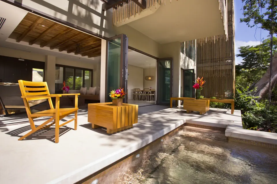 Private plunge pool and terrace outside a suite at Andaz Peninsula Papagayo Resort, Costa Rica.