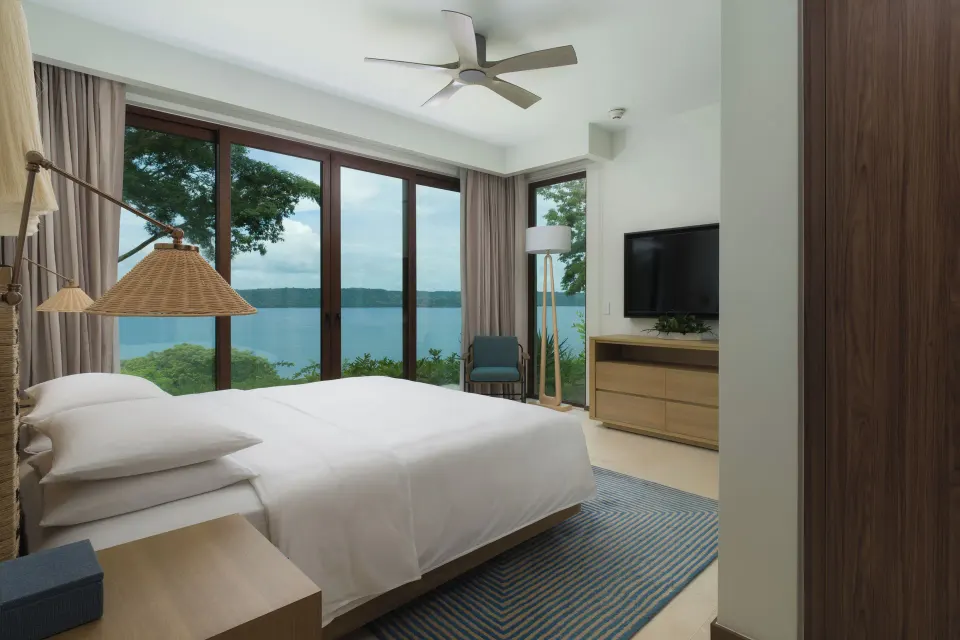 Villa 1 Bedroom with king bed and bay view at Andaz Peninsula Papagayo Resort, Costa Rica.