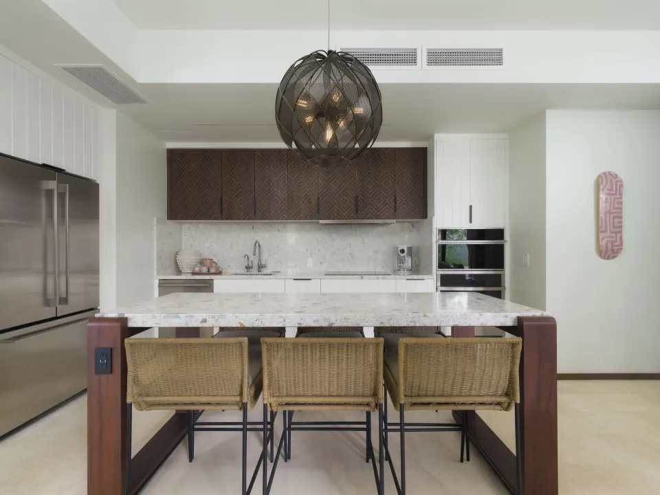 Villa 1 Bedroom kitchen with island seating at Andaz Peninsula Papagayo Resort, Costa Rica.