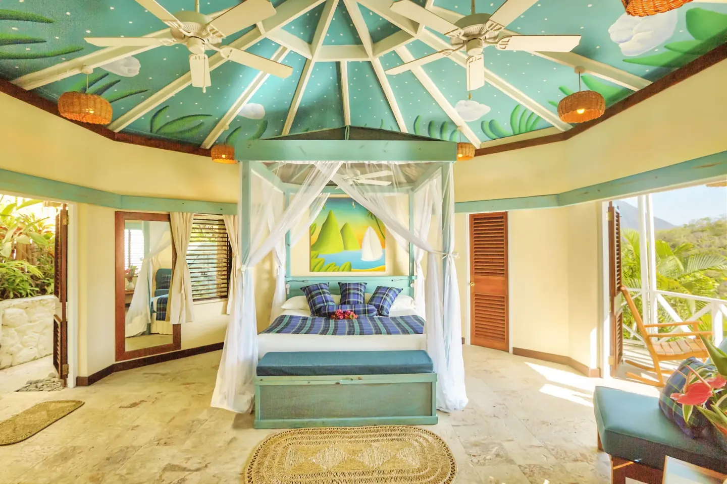 Superior Room Ocean View with four-poster bed at Anse Chastanet Resort.