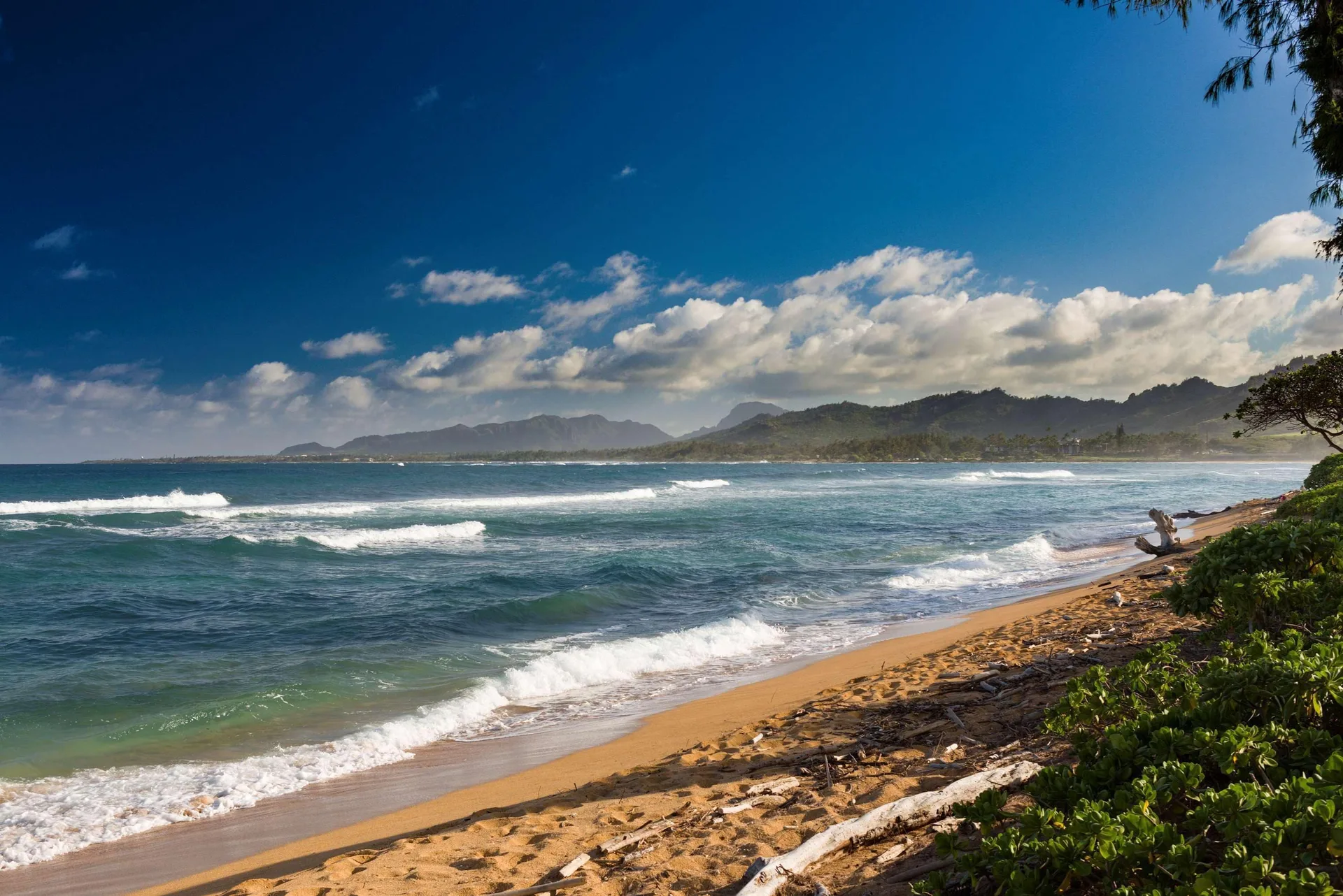 Ocean waves and sandy beach near Aston Islander on the Beach.
