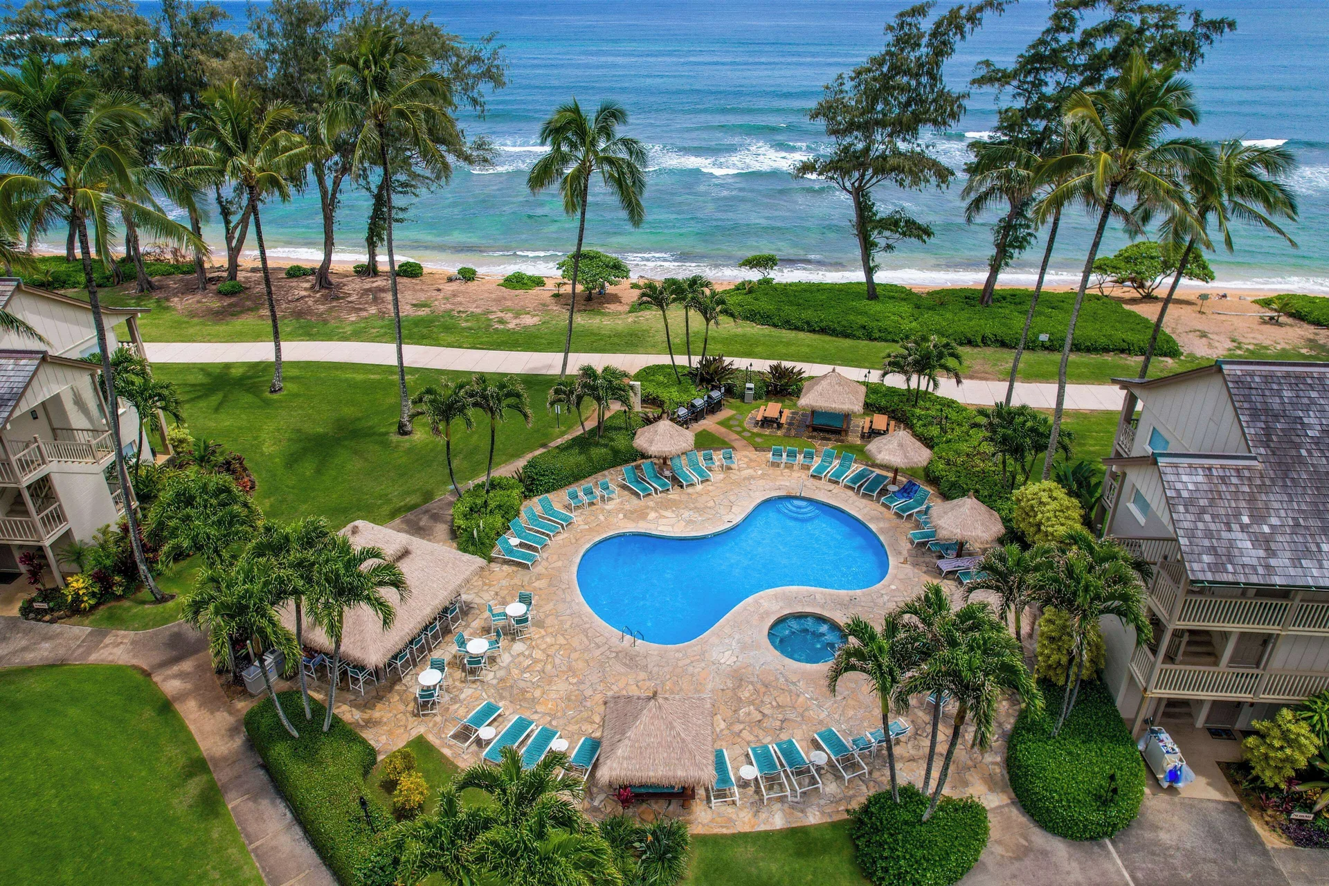 Pool courtyard beside the ocean at Aston Islander on the Beach.