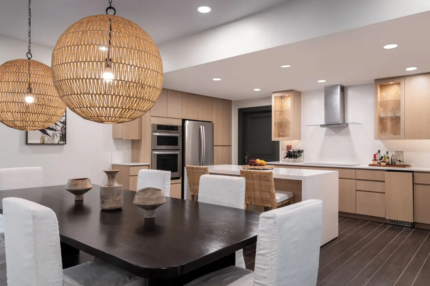 Five Bedroom Garden Villa kitchen and dining area at Aurora Anguilla Resort & Golf Club.