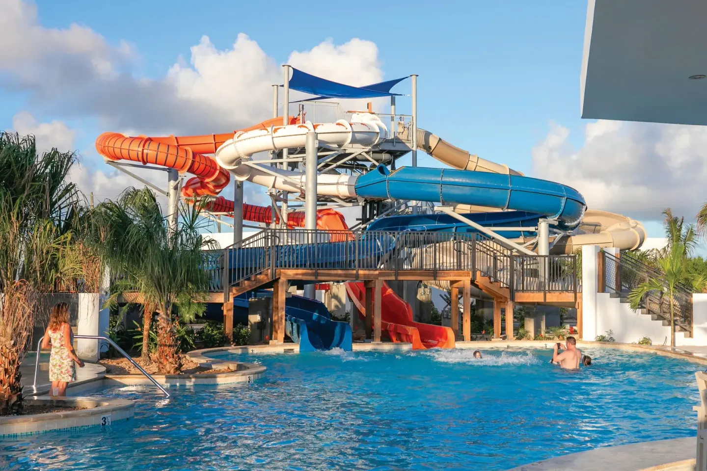 Pool and waterslides near Merrywing Tower at Aurora Anguilla Resort & Golf Club.