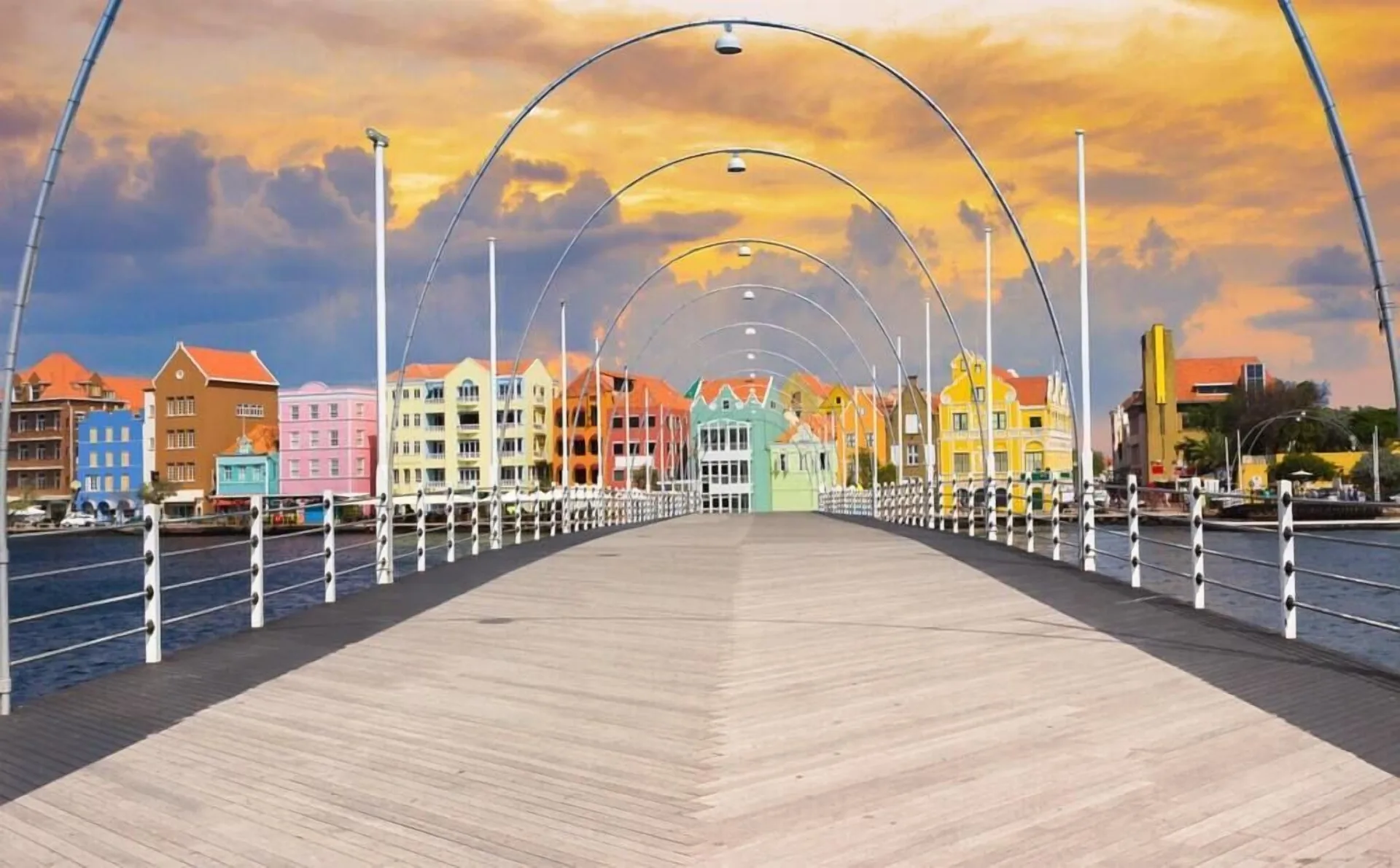 Queen Emma Bridge at sunset near Avila Beach Hotel.