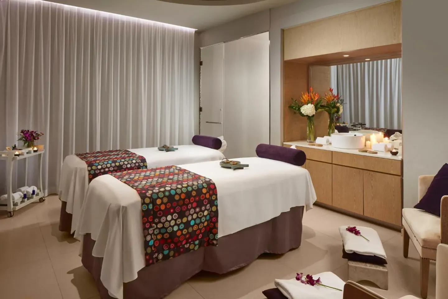 Spa treatment room with two massage tables at Azul Beach Resort Negril.