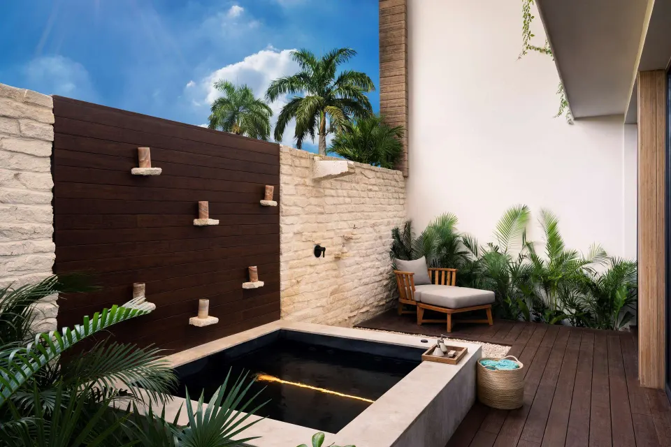 Beachfront Terrace Pool Suite private plunge pool at Banyan Tree Mayakoba.