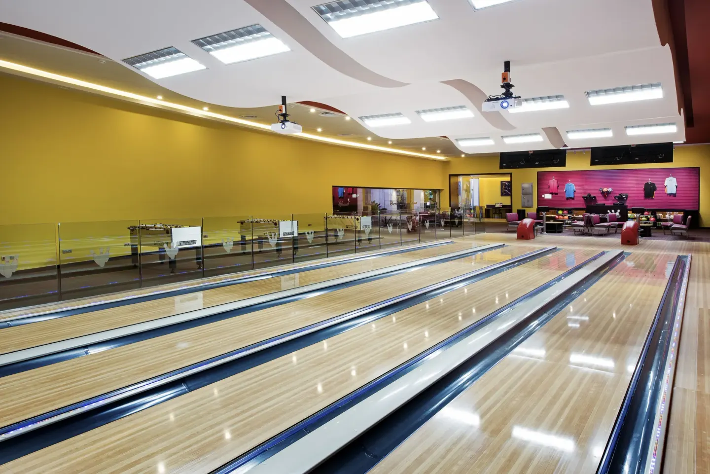 A polished bowling alley with multiple lanes at Barceló Bávaro Beach.