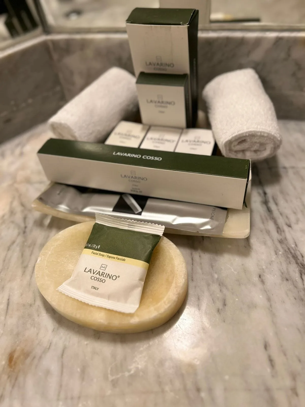 Premium Level Sea Front View Deluxe Suite bath amenities at Barceló Huatulco.