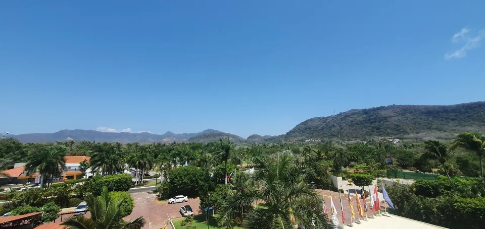 Mountain and palm view from a Superior Room at Barceló Ixtapa.