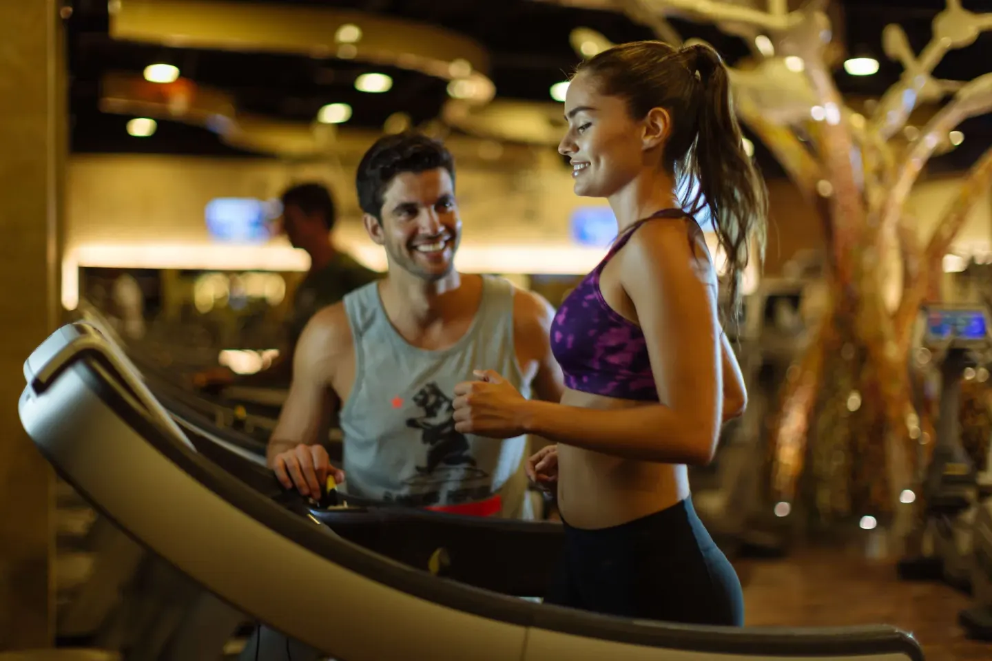 Guests use a treadmill in the fitness center at Barceló Maya Caribe.