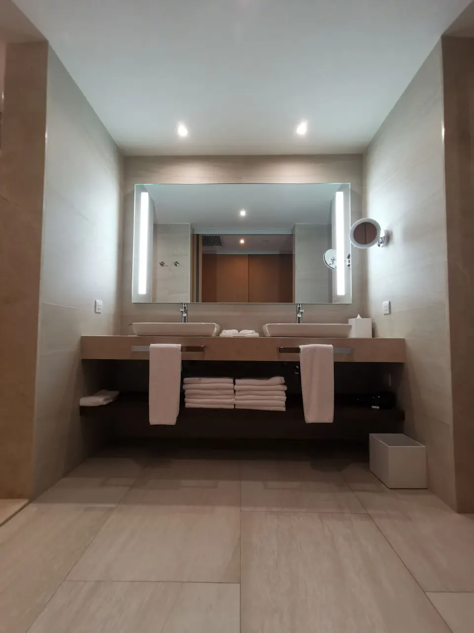 Junior Suite Oceanfront bathroom vanity with double sinks at Barceló Maya Riviera.