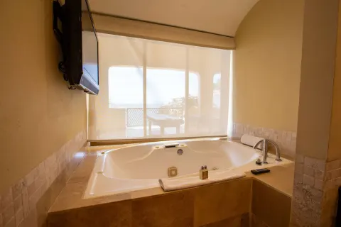 Bathroom soaking tub with a terrace view at Barceló Puerto Vallarta.