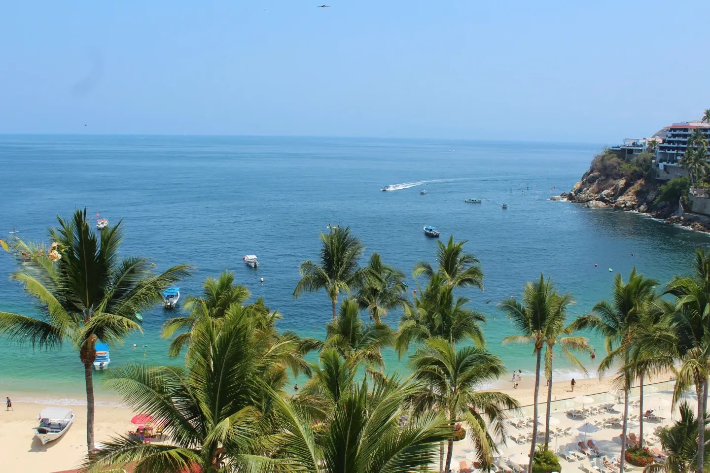 Ocean and beach view from a Deluxe Suite Premium Level at Barceló Puerto Vallarta.