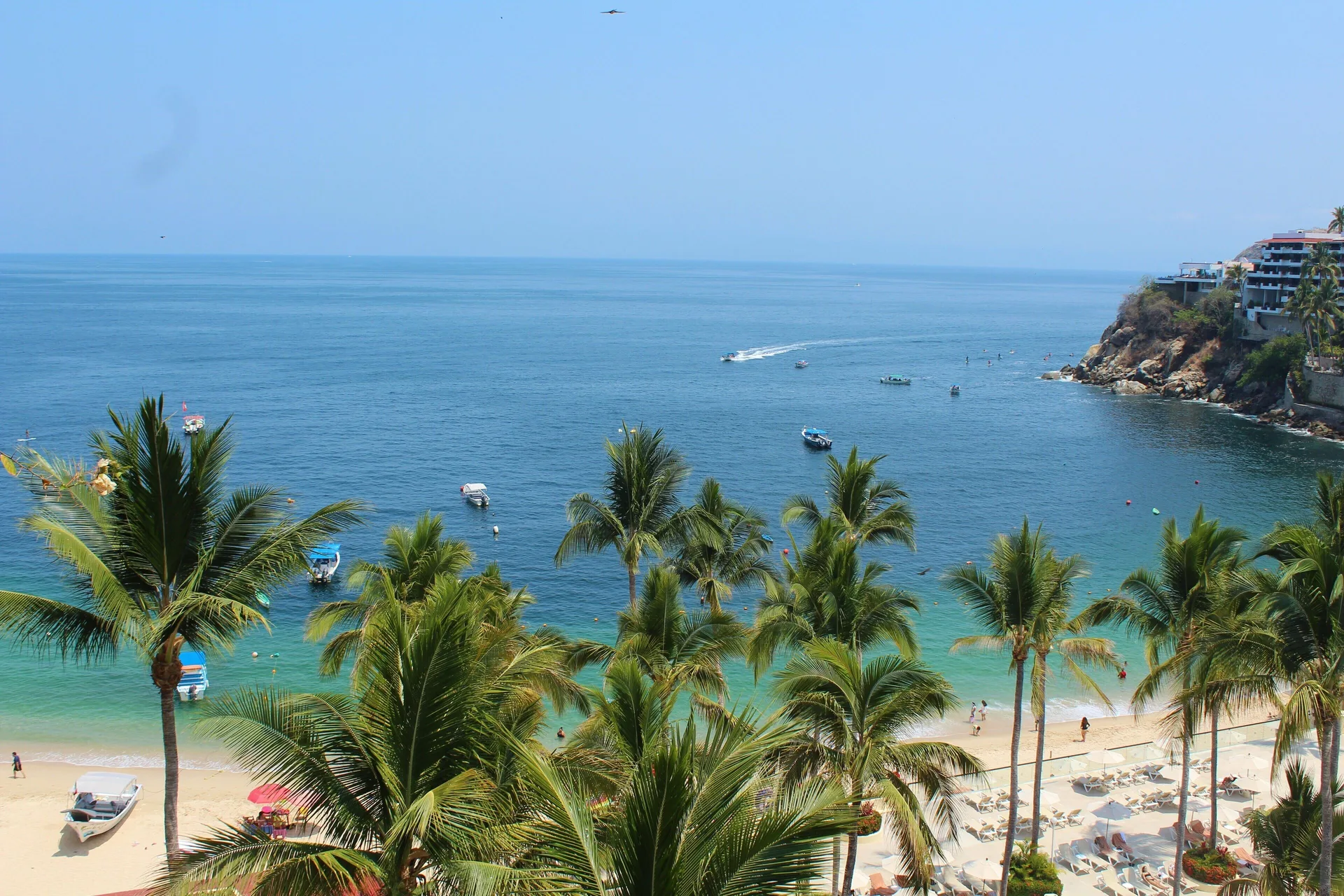 Ocean and beach view from a Deluxe Suite Premium Level at Barceló Puerto Vallarta.