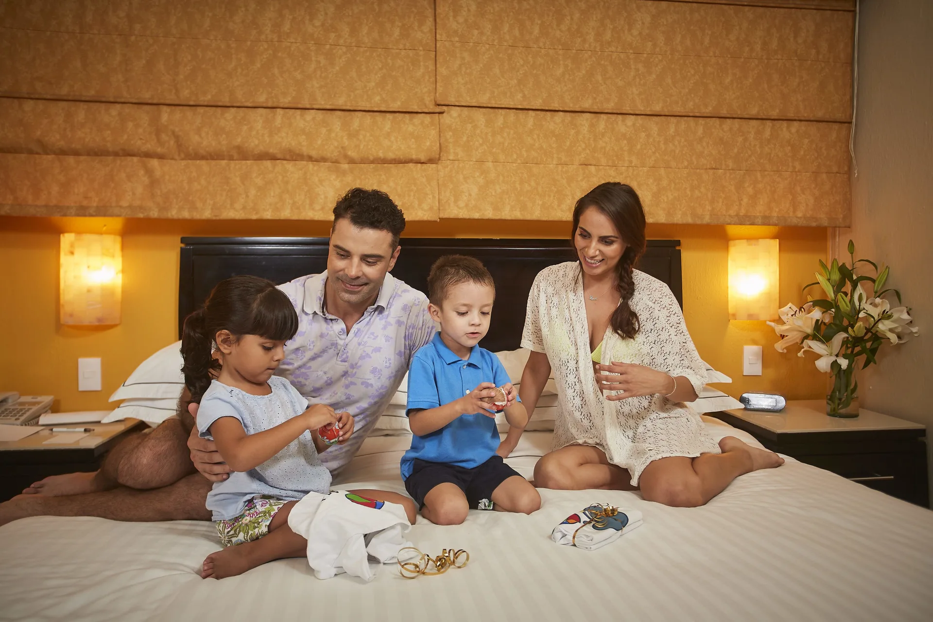 Family Room bed with parents and children at Barceló Puerto Vallarta.