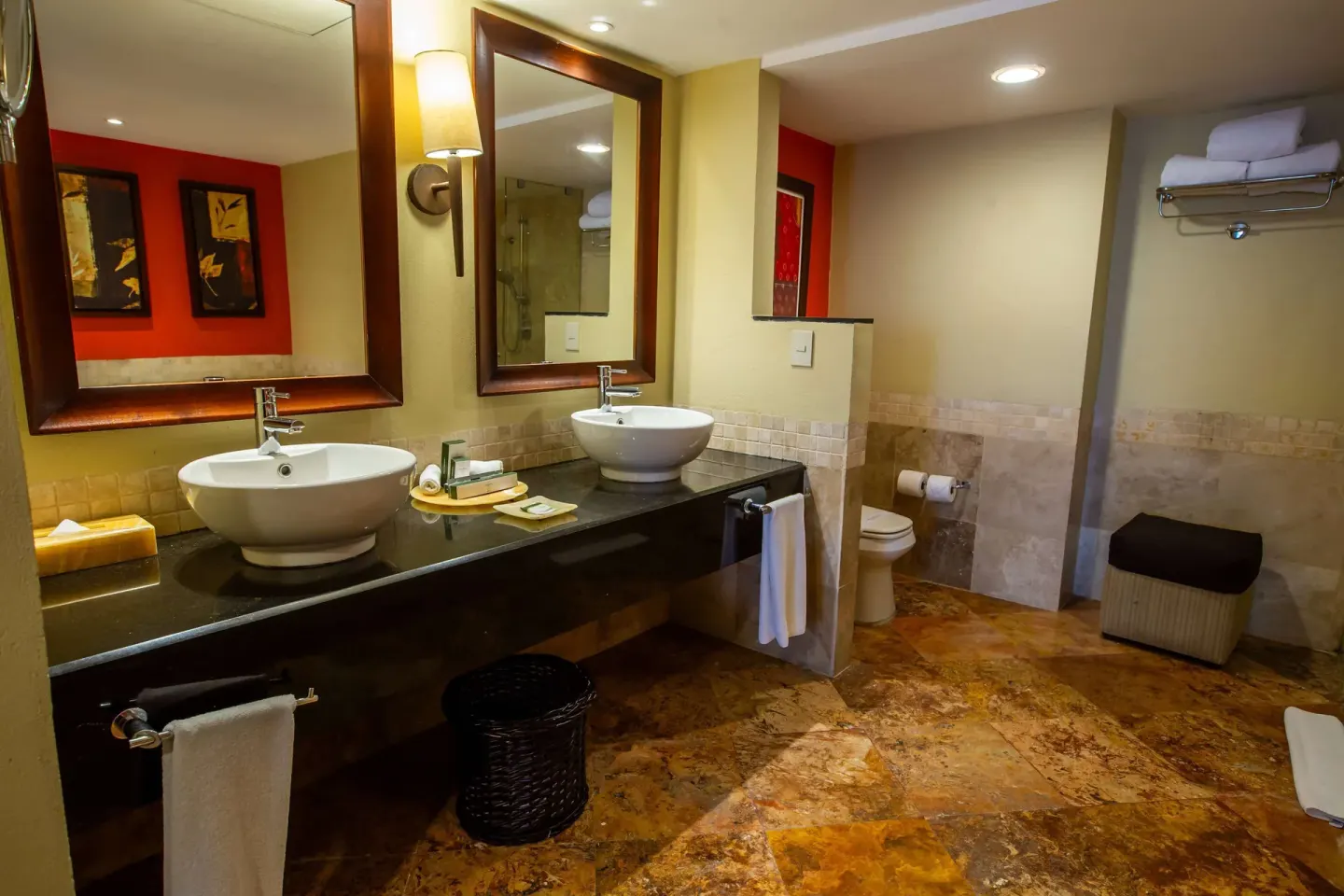 Master Suite bathroom with double vessel sinks and mirrors at Barceló Puerto Vallarta.