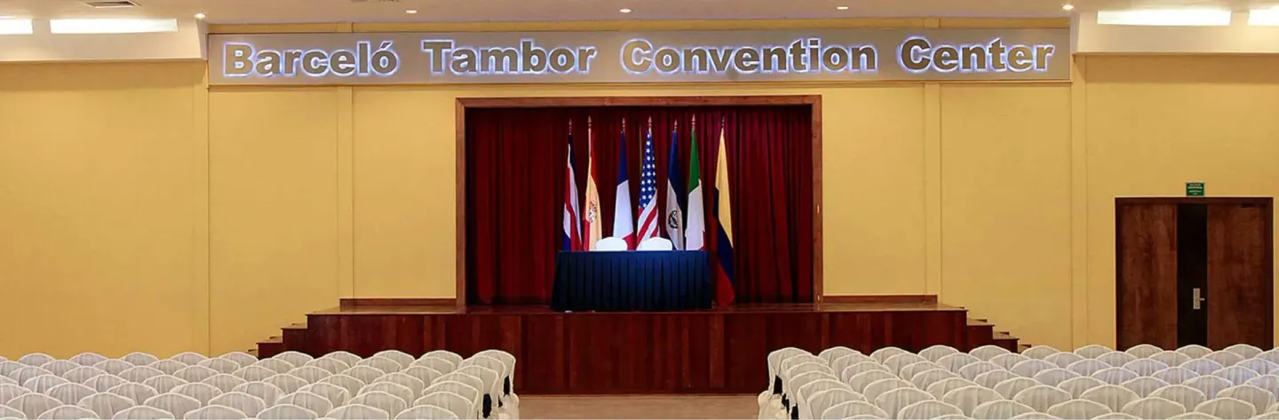 Convention center stage and theater seating at Barceló Tambor.