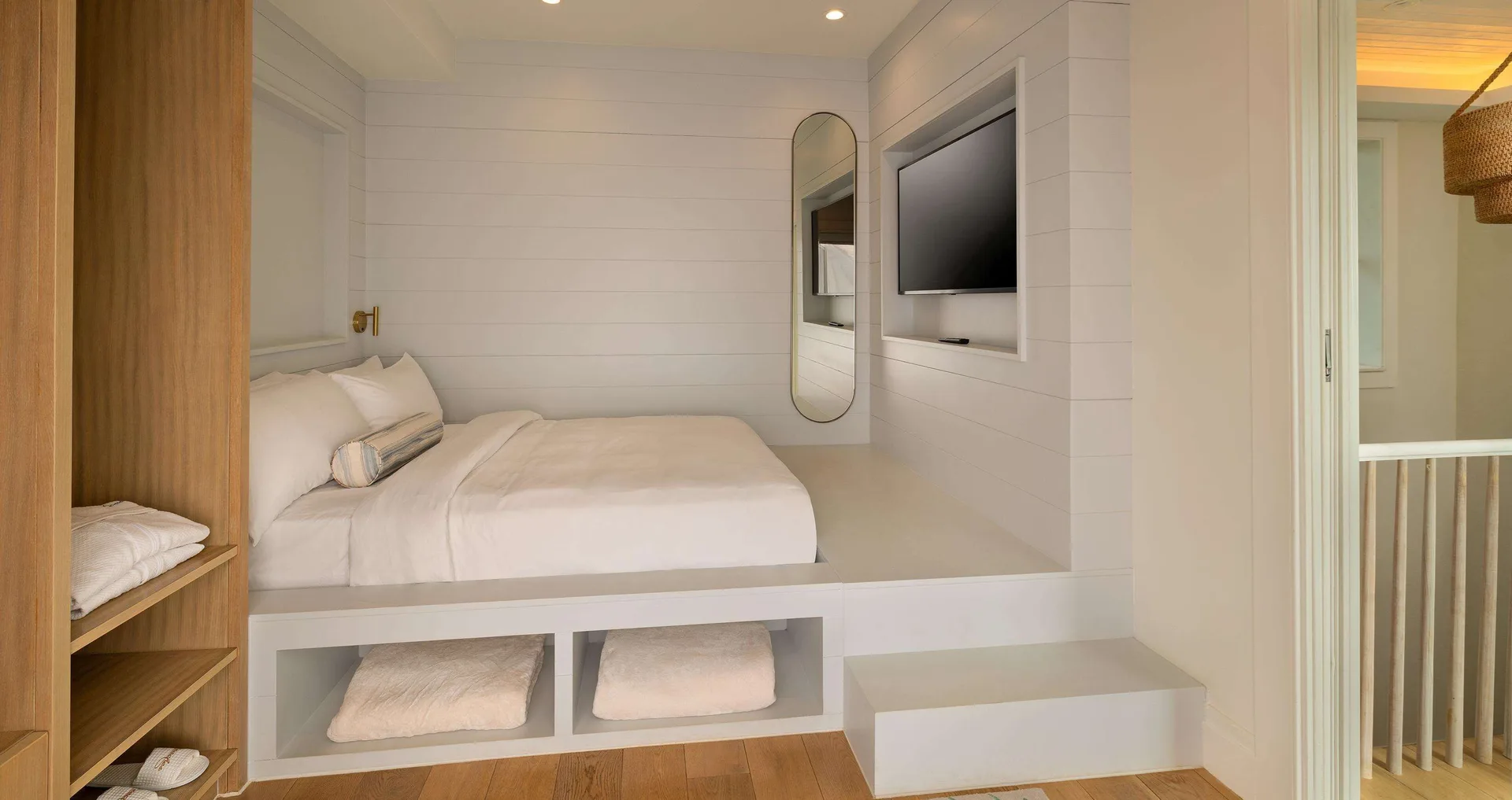 Built-in sleeping nook with wall TV in Firesky Reserve Villa at Beaches Negril Resort.