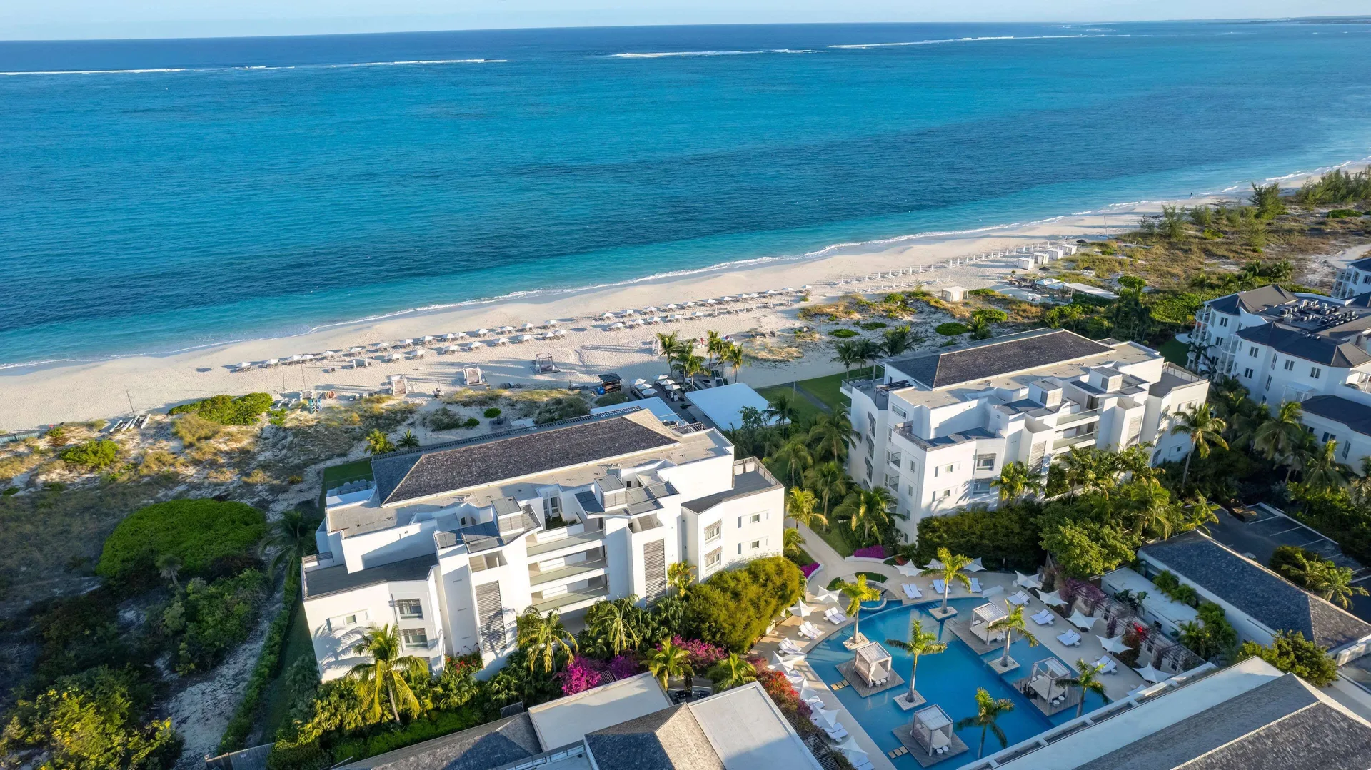 Wymara Resort and Villas modern luxury Turks and Caicos resort with sleek beachfront design