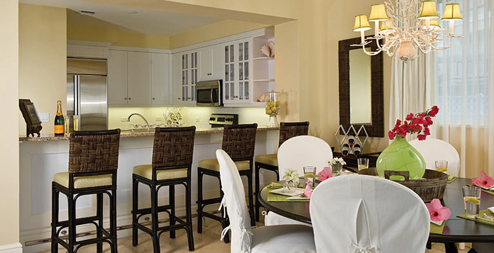 Key West Oceanview One Bedroom Concierge Suite kitchen and dining area at Beaches Turks & Caicos.