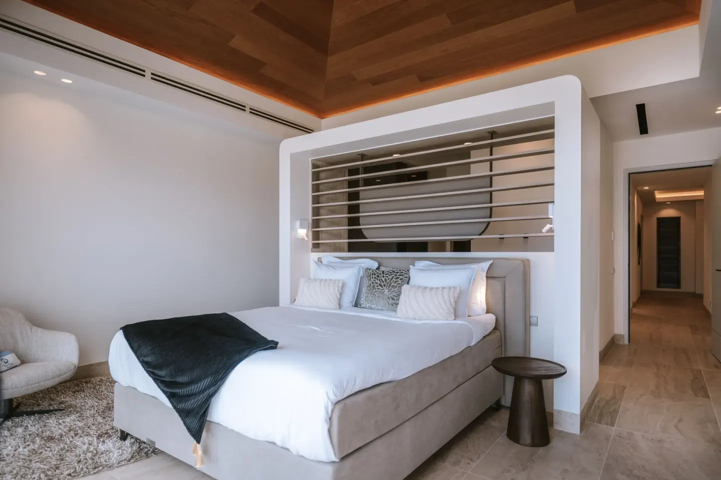 Luxury Penthouse Ocean View bedroom with king bed at Blue Bay Curacao Golf & Beach Resort.
