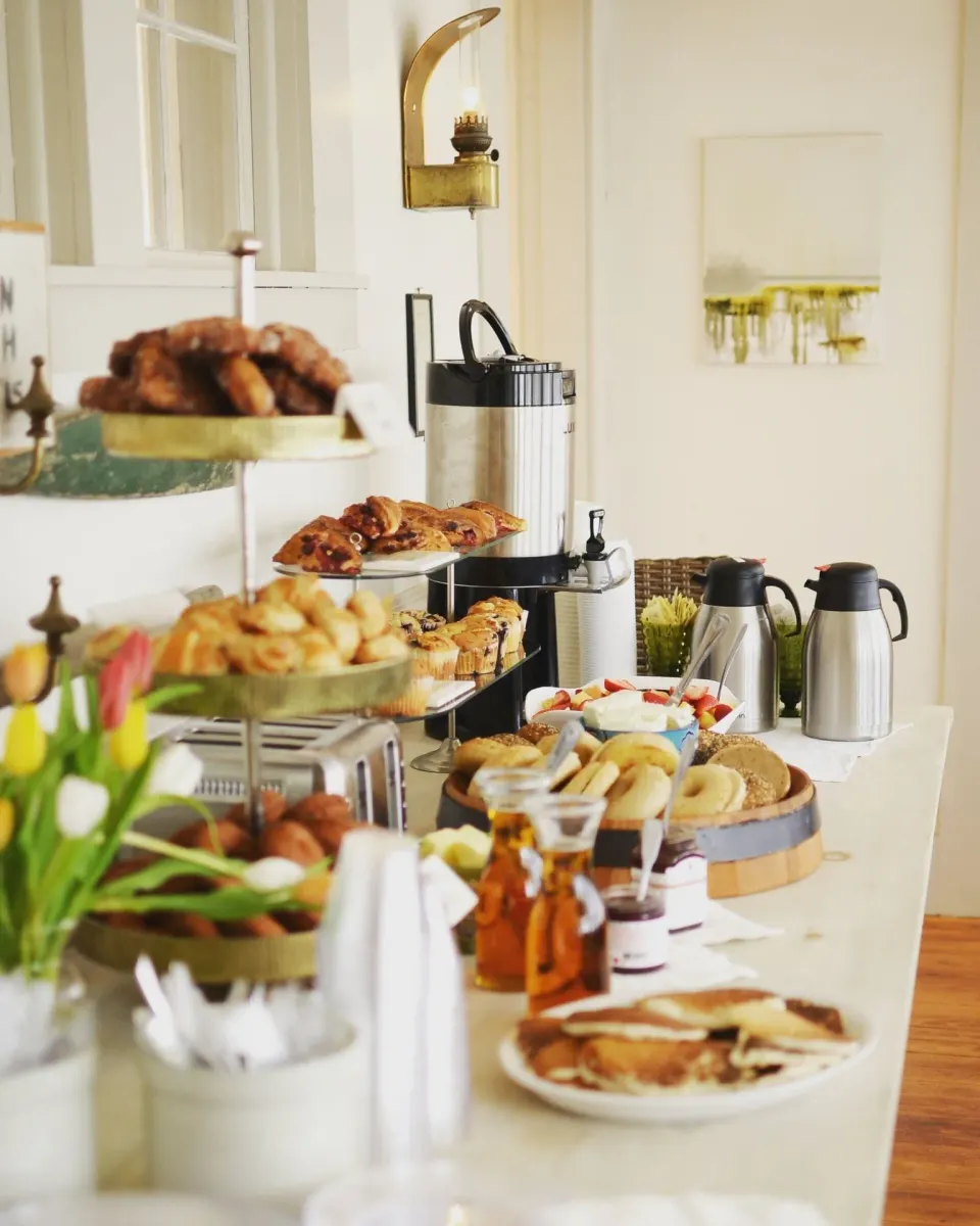Breakfast pastries, bagels, fruit and coffee service at British Colonial Nassau.