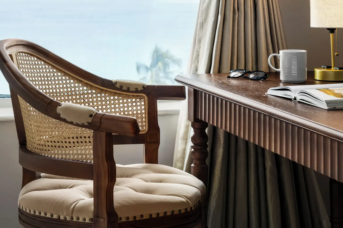 Standard Room cane chair and writing desk at British Colonial Nassau.