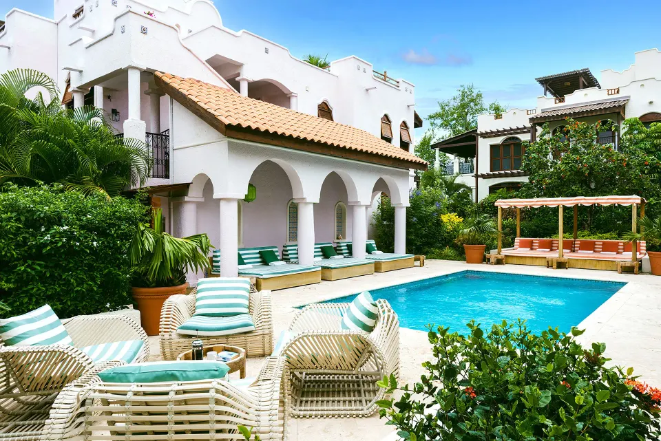 Spanish Courtyard pool and loungers at Cap Maison Resort & Spa.
