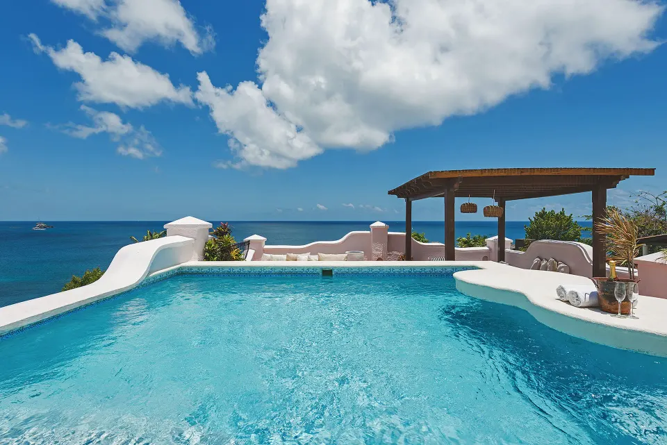 Private pool terrace with ocean views at Cap Maison Resort & Spa.