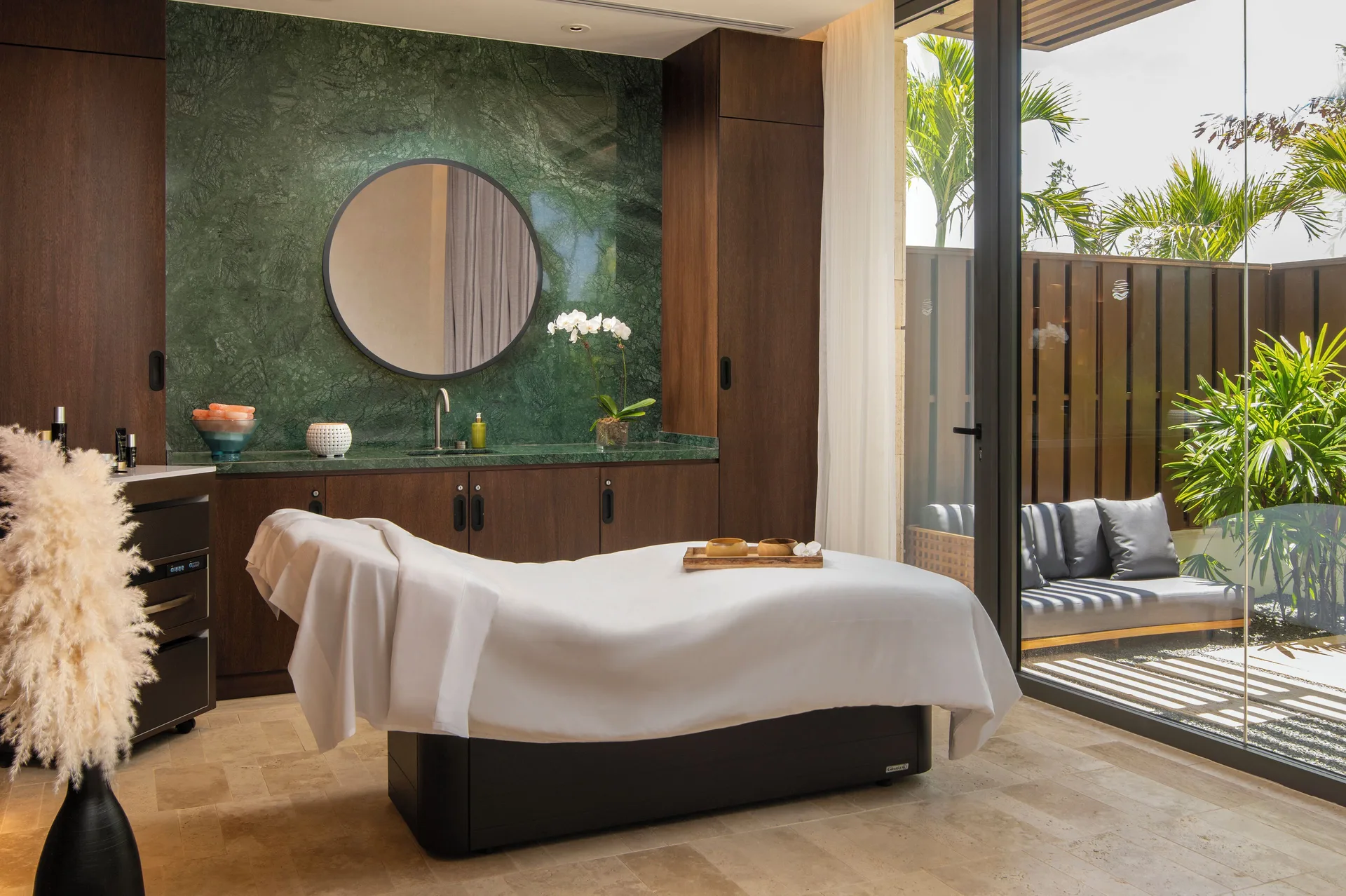 Spa treatment room with massage table at Casa de Campo Resort and Villas.