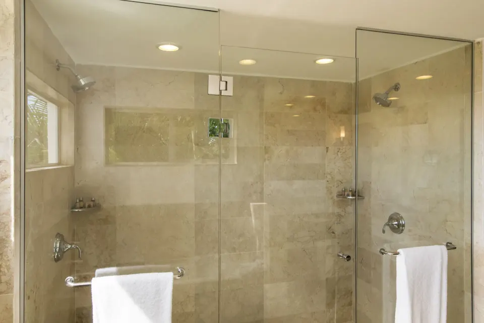 Elite Deluxe glass-enclosed shower at Casa de Campo Resort and Villas.