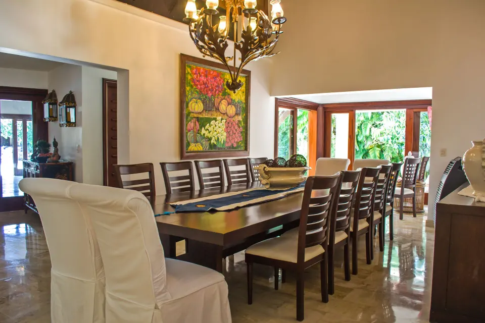 Long dining table in a Five Bedroom Classic Villa at Casa de Campo Resort and Villas and Villas and Villas.