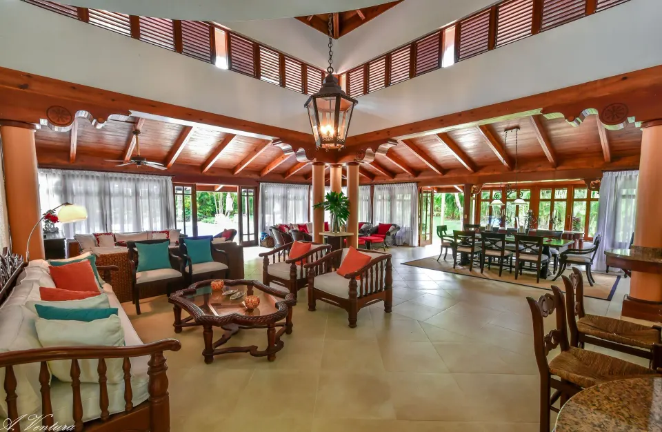 Open living and dining area in a Five Bedroom Classic Villa at Casa de Campo Resort and Villas.